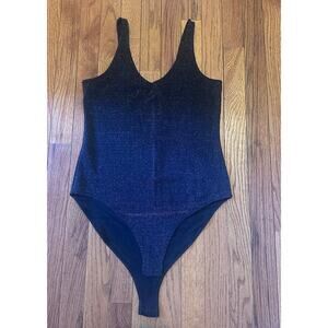 Wild Fable Metallic Black shimmer body suit size Medium